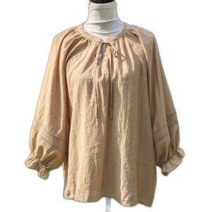 Boho Ren Faire Creamy Golden Tan Women's Top XXL